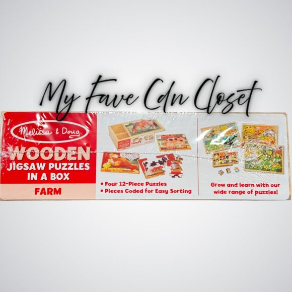 NEW*Sealed**Melissa & Doug 4 pack wooden puzzles (12 pc)  Farm theme for ages 3+ - Picture 8 of 9